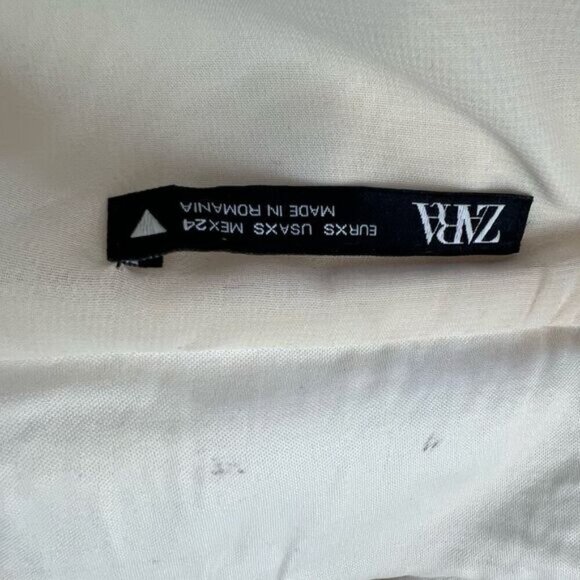 Zara Women’s XS Off White Draped Satin Wrap Blazer Dress Belted Long Sleeve Midi - Picture 9 of 15